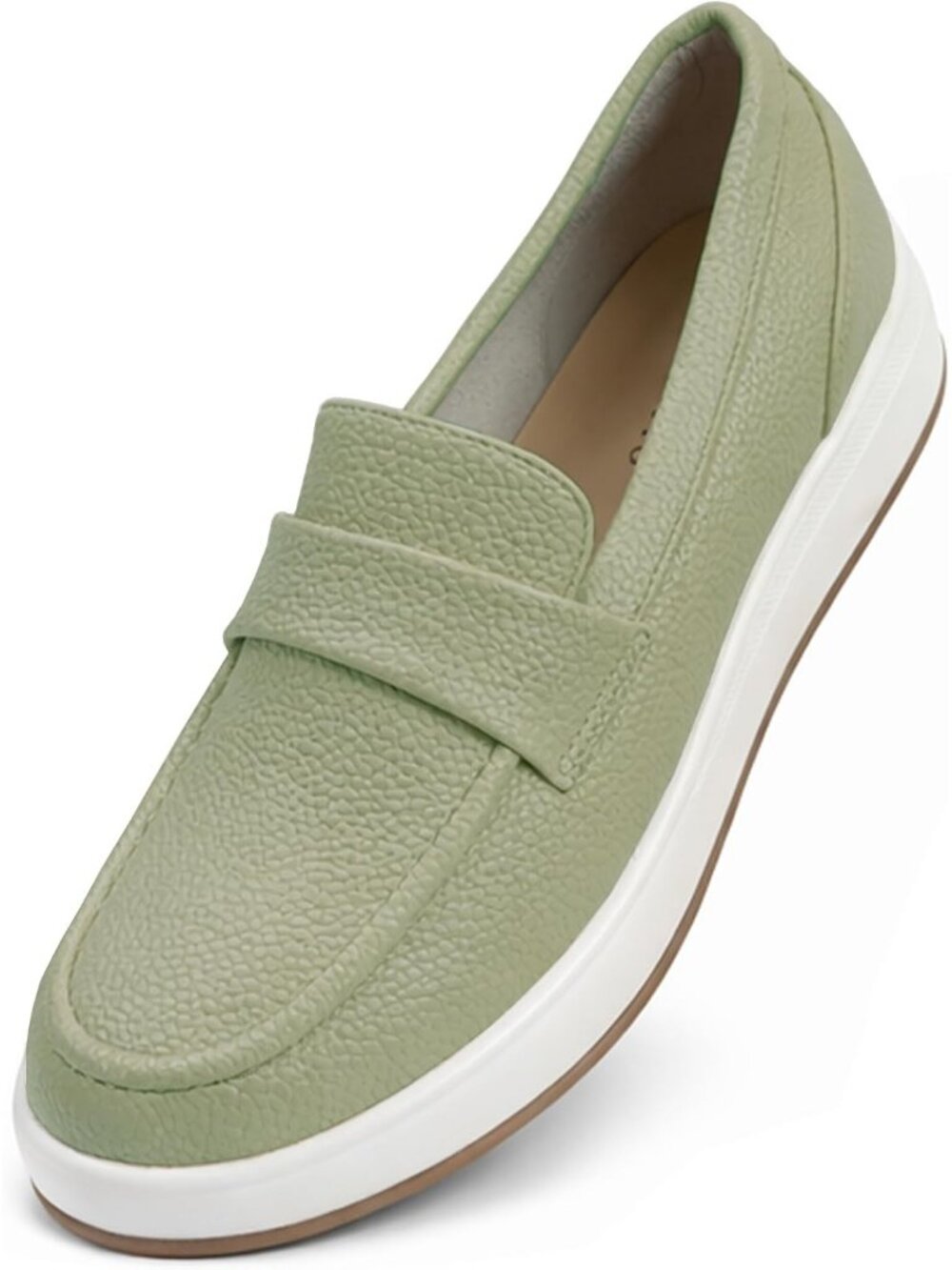 Women's Green Easy Entry Design Slip On Loafers Fashionable Stylish Flats